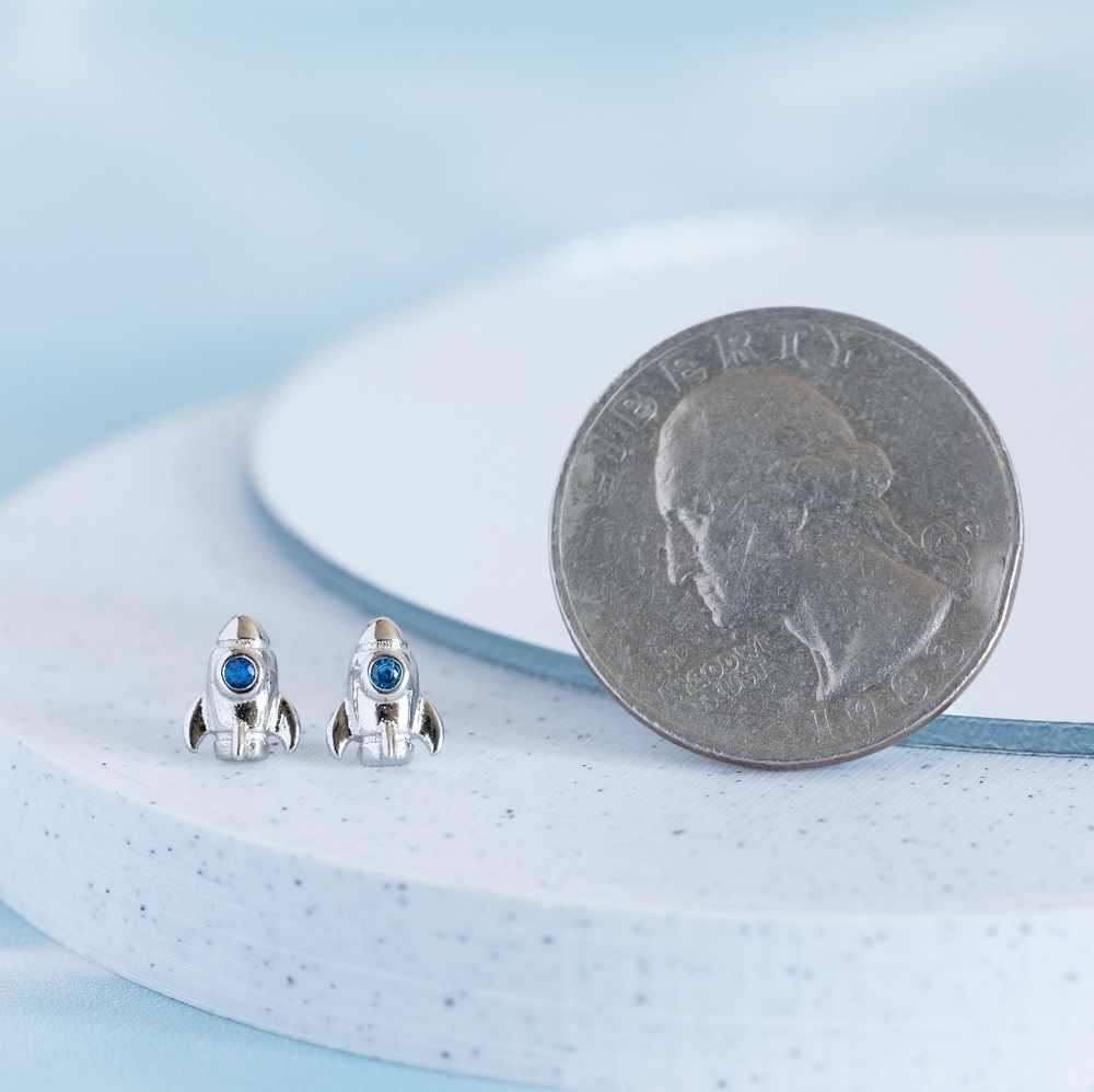 Silver Rocketship Studs (S925) - Only 1 left! - Picture 8 of 8